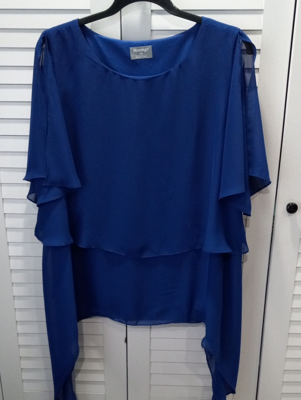 Masseys Blue Layered Hi-Low Tunic Top